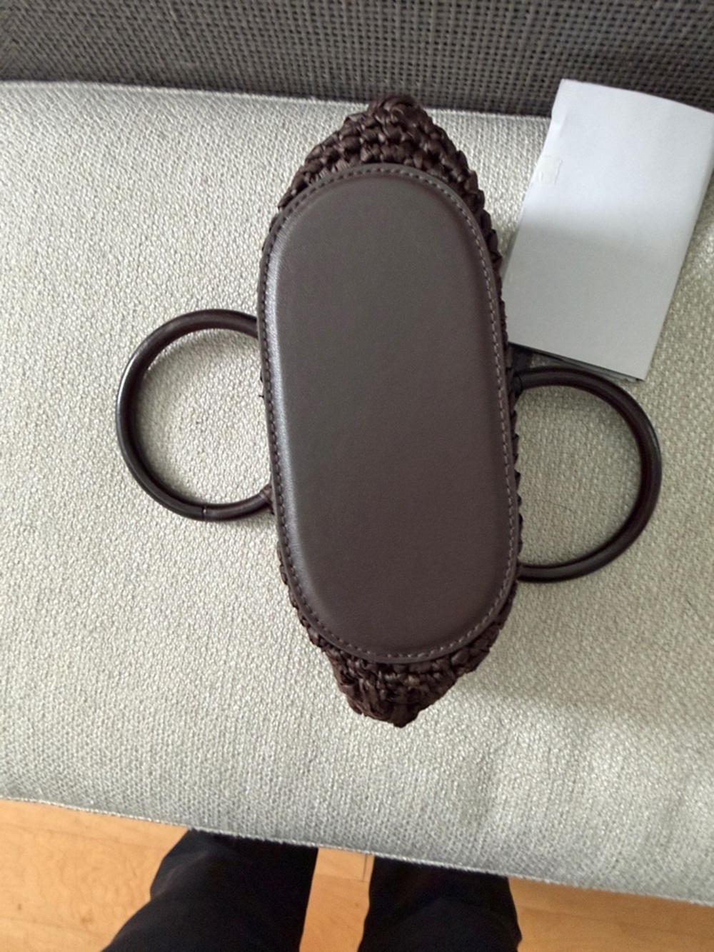 Zara Dark Brown Woven Round-Handle Tote - Picture 4 of 4